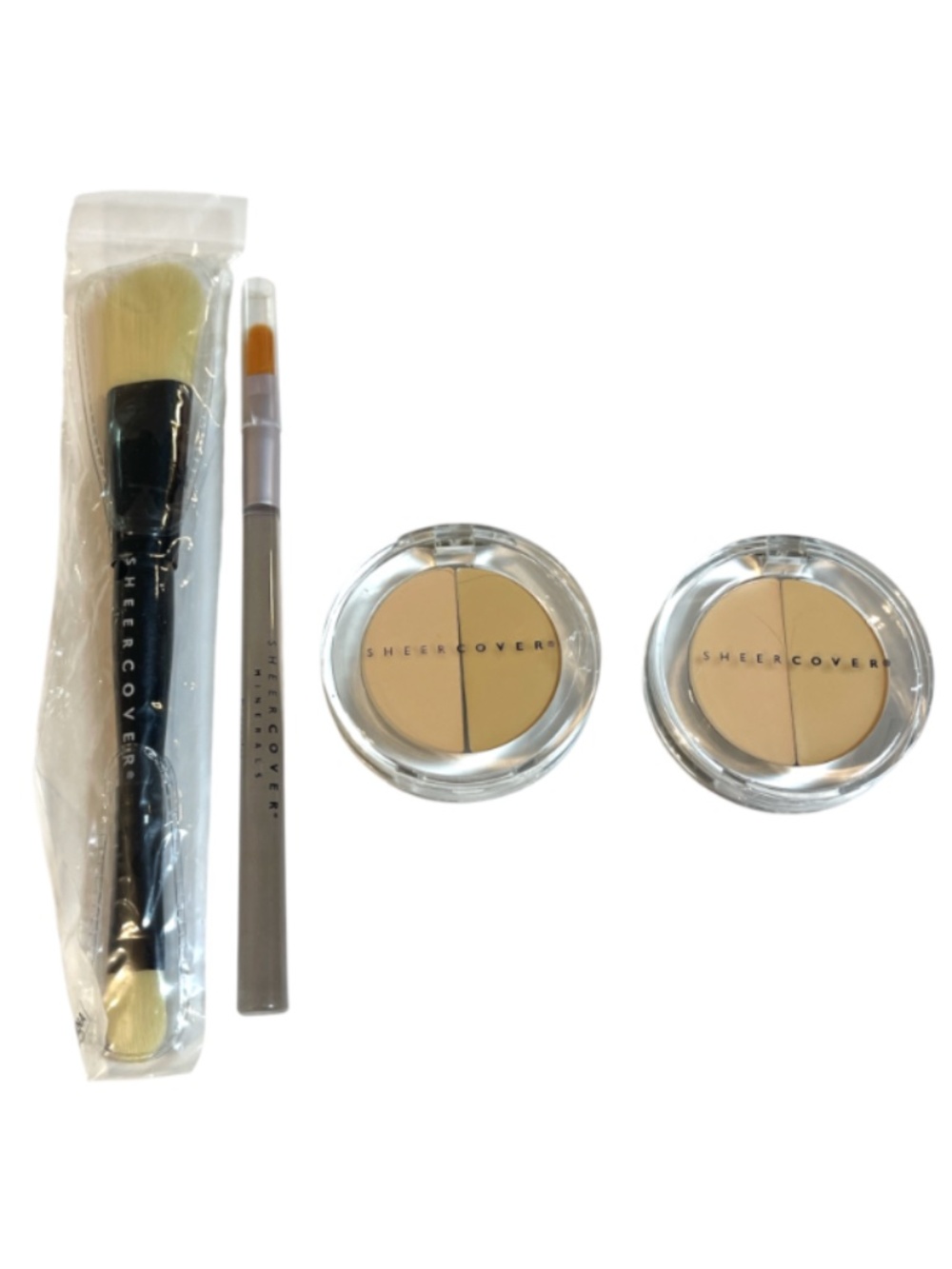 Sheer Cover Duo Concealer LIGHT/MEDIUM 3g Full Size Sealed w/ Brushes Lot of 2